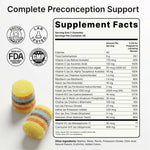 Assorted Luminary Vitamins Preconception Gummies in colorful bottles, displayed in a bright, inviting setting.