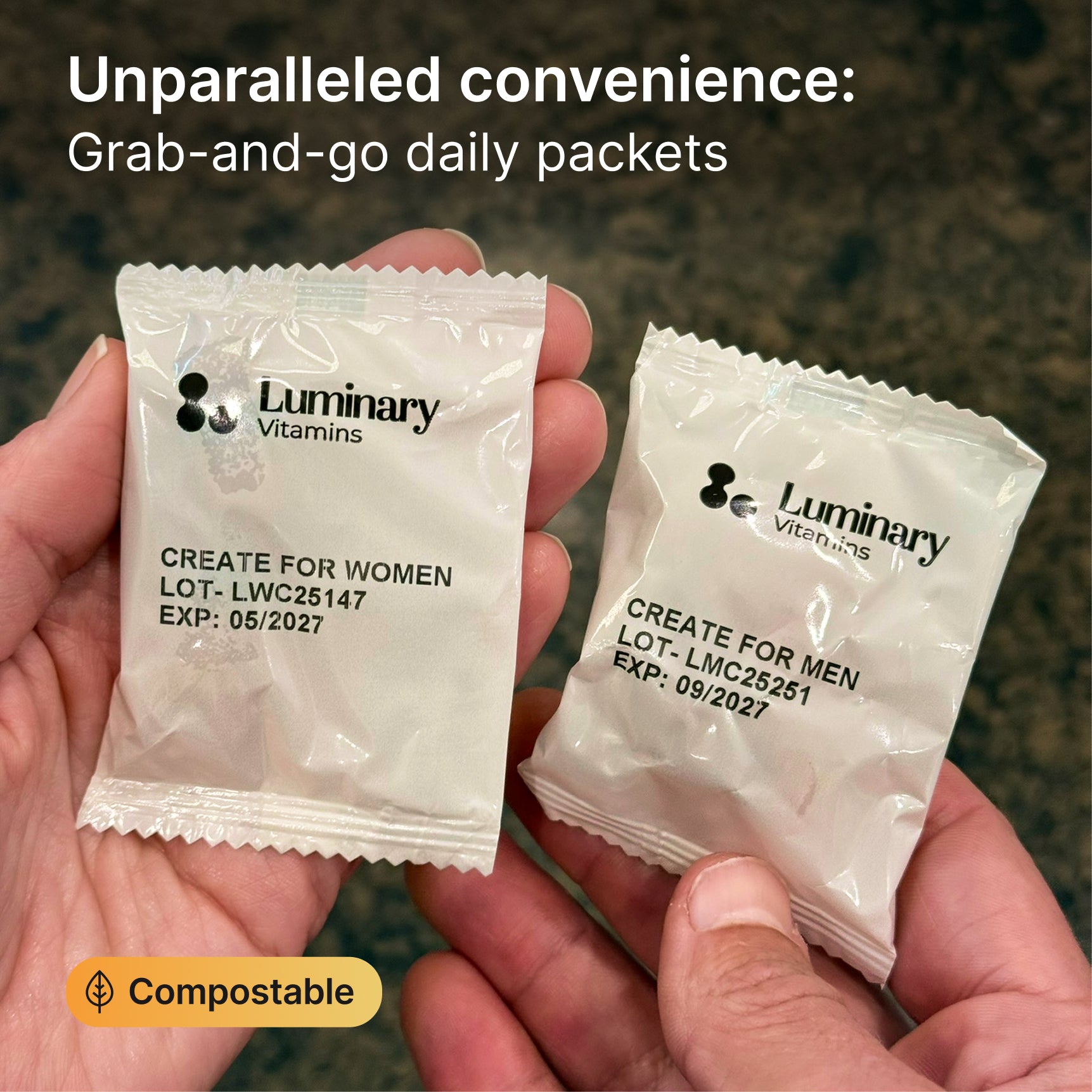 His and hers fertility bundle from Luminary Vitamins, featuring supplement bottles for couples trying to conceive.